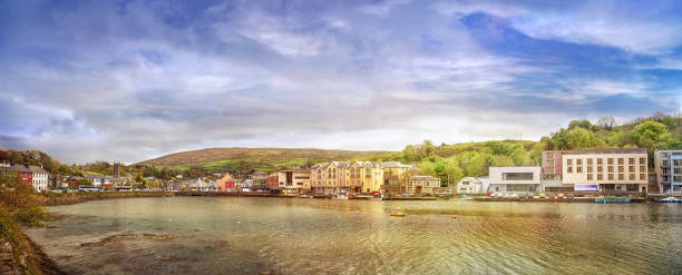 Panoramic landscape of a small town Bantry in a county Cork. stock photo