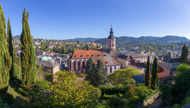 Panoramic of Baden Baden Baden-Baden is a spa town in the state of Baden-Württemberg, south-western Germany, at the north-western border of the Black Forest mountain range on the small river baden baden stock pictures, royalty-free photos & images