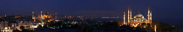 panoramic of istanbul - istanbul blue mosque skyline bildbanksfoton och bilder