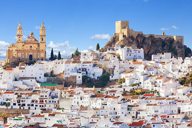 Panoramic of Olvera town, Spain stock photo