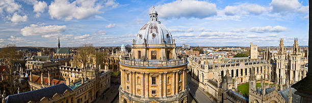 Panoramic photo of the Oxford skyline and Radcliffe Camera stock photo