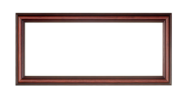 Panoramic Picture Frame in Red Brown Wood, White Isolated stock photo