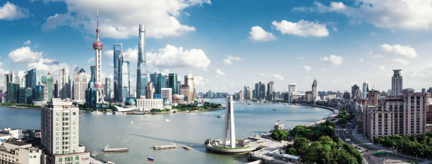 Panoramic skyline of Shanghai stock photo