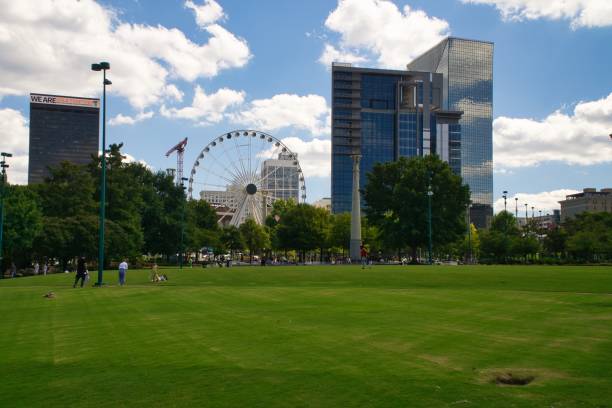 Panoramic vie w of Atlanta skyline. stock photo