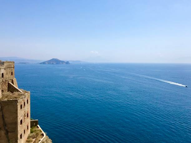 Panoramic view from the island of Procida (Golfo di Napoli, Italia) stock photo