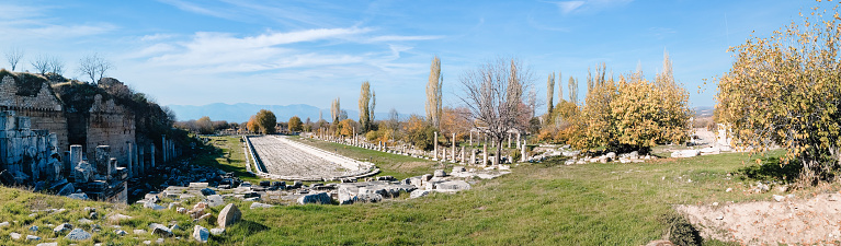 Aphrodisias  was a small ancient Greek Hellenistic city in the historic Caria cultural region of western Anatolia, Turkey. It is located near the modern village of Geyre, about 100 km  east/inland from the coast of the Aegean Sea, and 230 km (140 mi) southeast of İzmir.It's in the UNESCO World Heritage Site list.