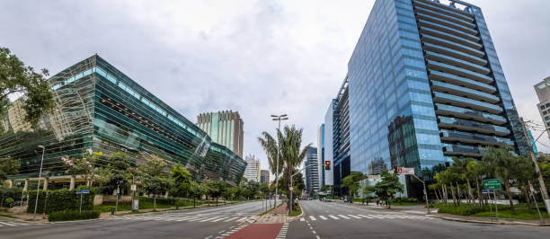 Panoramic view of Builidings at Faria Lima Avenue in Sao Paulo financial district - Sao Paulo, Brazil Panoramic view of Builidings at Faria Lima Avenue in Sao Paulo financial district - Sao Paulo, Brazil avenue stock pictures, royalty-free photos & images