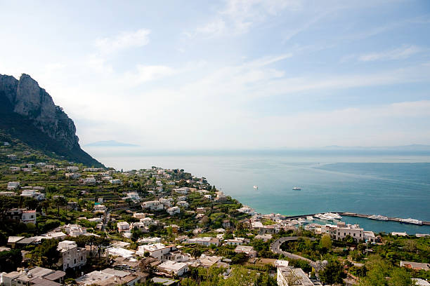 Panoramic view of Capri, Italy stock photo