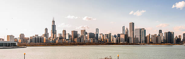 Panoramic view of Chicago skyline stock photo