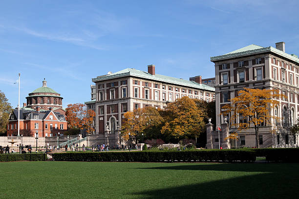 Panoramic view of Columbia University campus at daytime stock photo