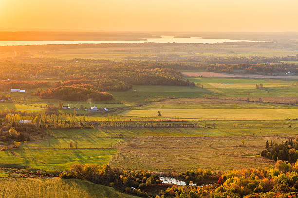Panoramic view of Eardley Escarpment in the fall stock photo