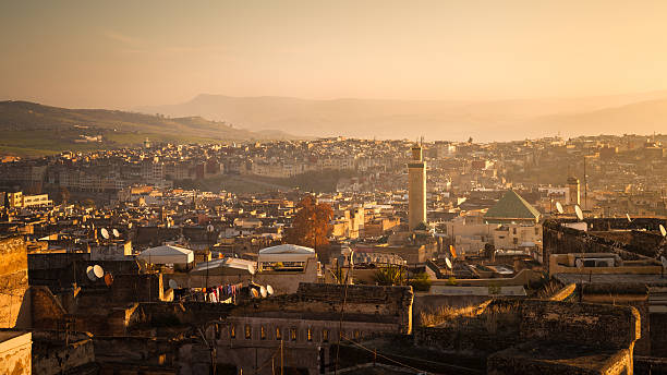 Panoramic view of Fez stock photo
