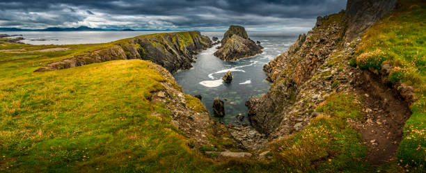 panoramic view of Malin Head panoramic view of Malin Head inishowen peninsula stock pictures, royalty-free photos & images