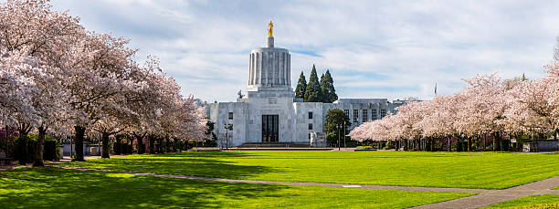 Panoramic View of Oregon State Capital Building Oregon State Capital Building Panorama oregon state capitol stock pictures, royalty-free photos & images
