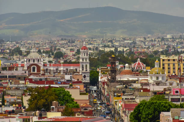 A panoramic view of Puebla, Mexico stock photo