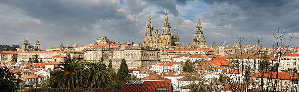 Panoramic view of Santiago de Compostela stock photo