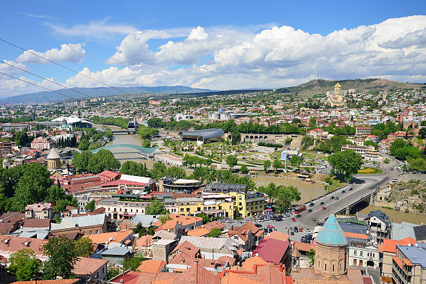 Panoramic view of Tbilisi. The Georgian capital. stock photo