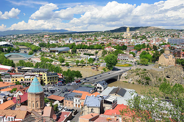 Panoramic view of Tbilisi. The Georgian capital. stock photo