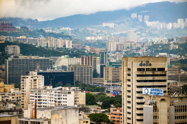 Panoramic view of the Caracas city center modern buildings stock photo