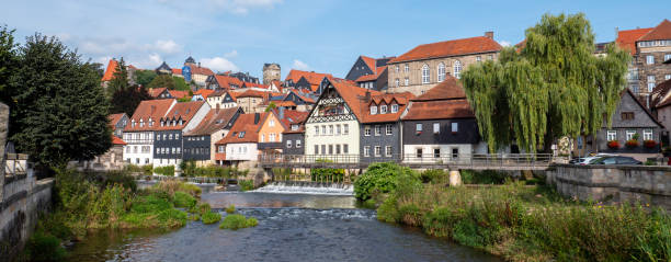 Panoramic view of the city of Kronach in Upper Franconia stock photo
