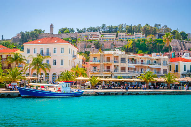 Panoramic view on beautiful city Nafplio, Greece Panoramic view on beautiful city Nafplio, Greece peloponnese stock pictures, royalty-free photos & images