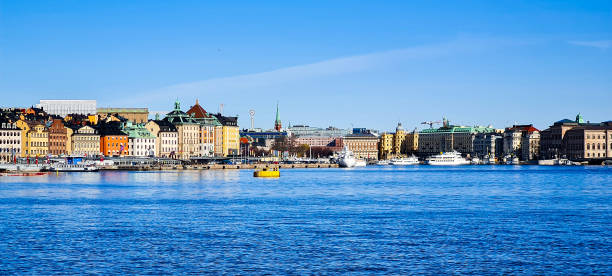Panoramic view over Gamla Stan in Stockholm stock photo
