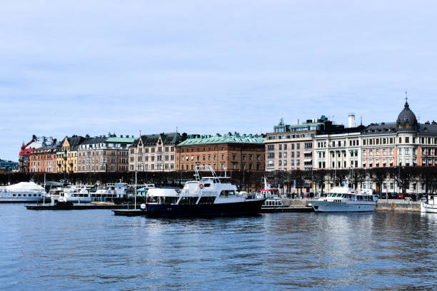 Panoramic view over the shore of beautiful Stockholm stock photo