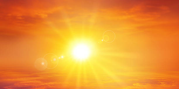 panorâmica quente pôr do sol - sunny sky imagens e fotografias de stock