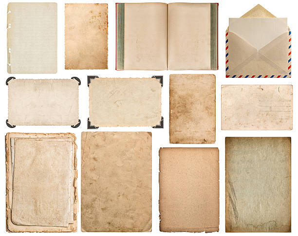 Paper, book, envelope, cardboard, photo frame corner Paper sheet, book, envelope, cardboard, photo frame with corner isolated on white background. Set of scrapbook elements envelope photos stock pictures, royalty-free photos & images