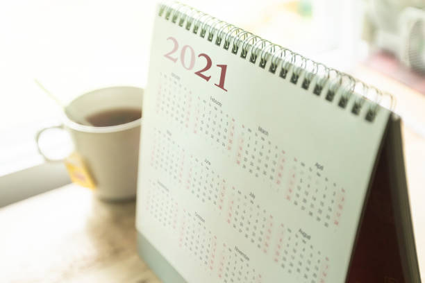 Paper calendar 2021 stock photo
