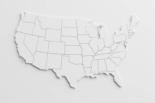 papel recorte nacional mapa dos estados unidos com fundo isolado - eua imagens e fotografias de stock