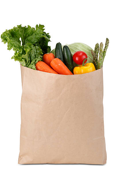 paper grocery bag - brown paper bag bildbanksfoton och bilder