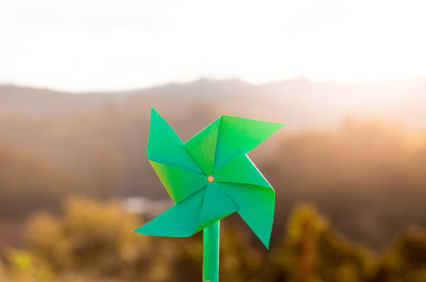 Paper pinwheel stock photo