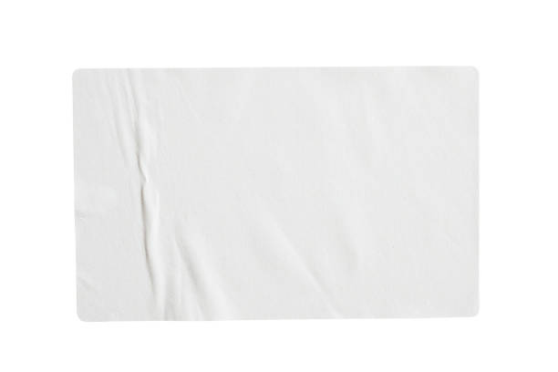 白い背景に分離された紙のステッカーのラベル - ステッカー ストックフォトと画像