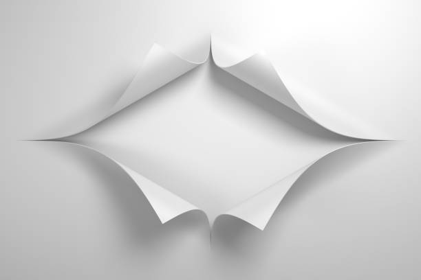 paper with the curled corner, 3d rendering stock photo