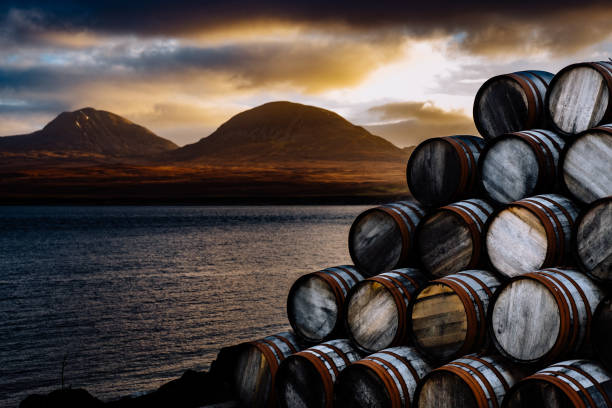 Paps of Jura from Islay, Scotland, in December stock photo