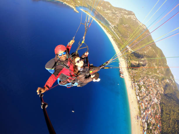 paraglide in fethiye stock photo