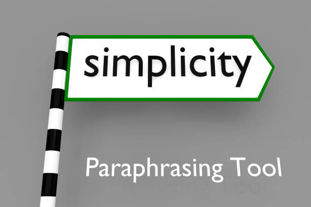 Paraphrasing Tool concept 3D illustration of a road sign which carries the word simplicity, titled as Paraphrasing Tool. paraphrase stock pictures, royalty-free photos & images
