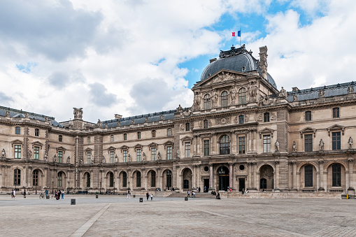 Paris : Louvre museum during epidemic Covid 19 in France, with less tourists than an usual summer. Paris in France, June 27, 2021.