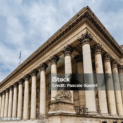 istock Paris, the Bourse, beautiful building with columns 1399779291