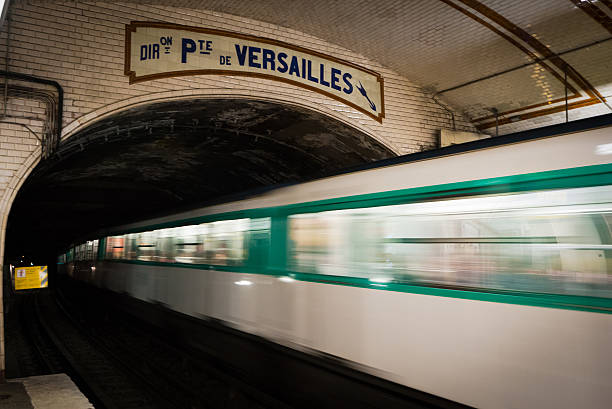 Paris underground, at Pte. de Versailles stop stock photo