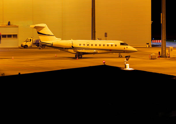 Parked business Jet on an german Airpot stock photo