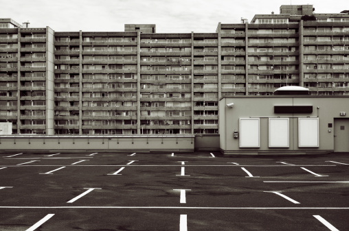Parking lot and block of flats