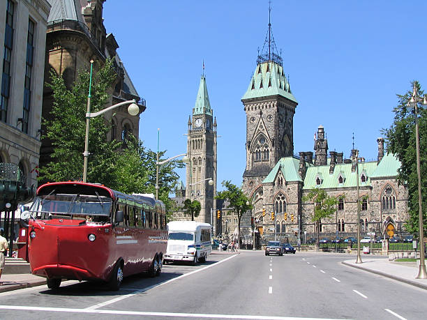 Parliament of Canada - Red amphibus stock photo