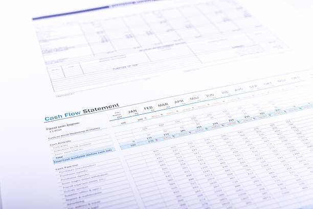 A partial view of a cash flow statement stock photo