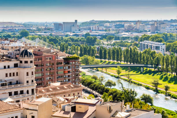 Partial view of the city of Lleida. Catalonia Spain stock photo