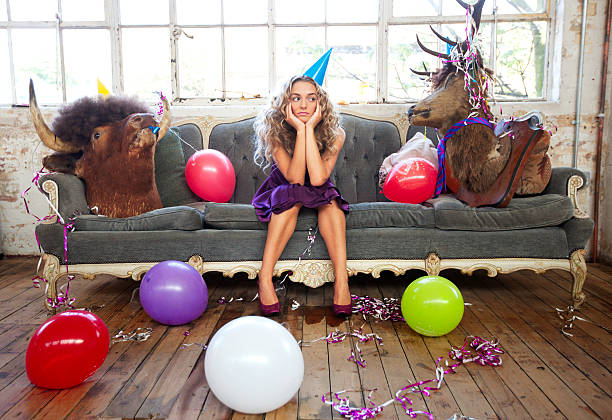 Party Animals and Beautiful Young Woman stock photo