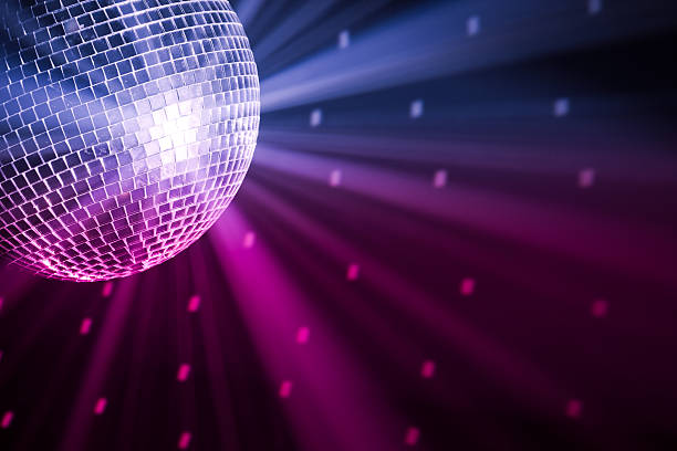 party lights disco ball party lights disco ball, blue and purple colors disco ball stock pictures, royalty-free photos & images