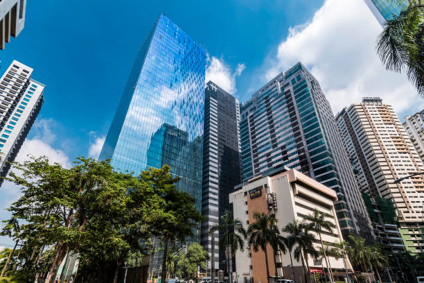 Pasig, Metro Manila, Philippines - Soaring glassy skyscrapers in Ortigas Center, the 2nd most important CBD in the country. stock photo