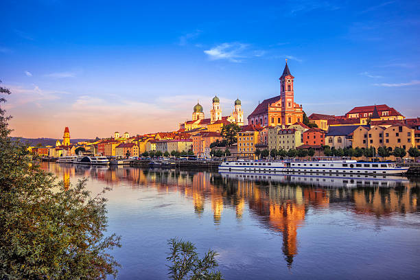 Passau at sunset stock photo